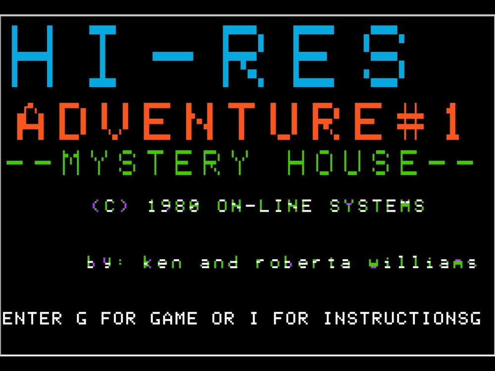 Title Screen of Mystery House for Apple II